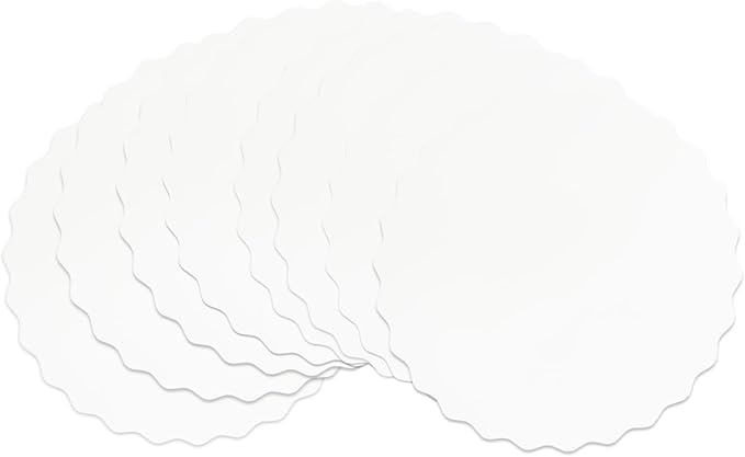 qiqee 10 Inch White Wave Cake Boards Round 15-Packs Circles Rounds Base Food-Grade Cardboard Wave Cake Plate(Thinner But Stronger)