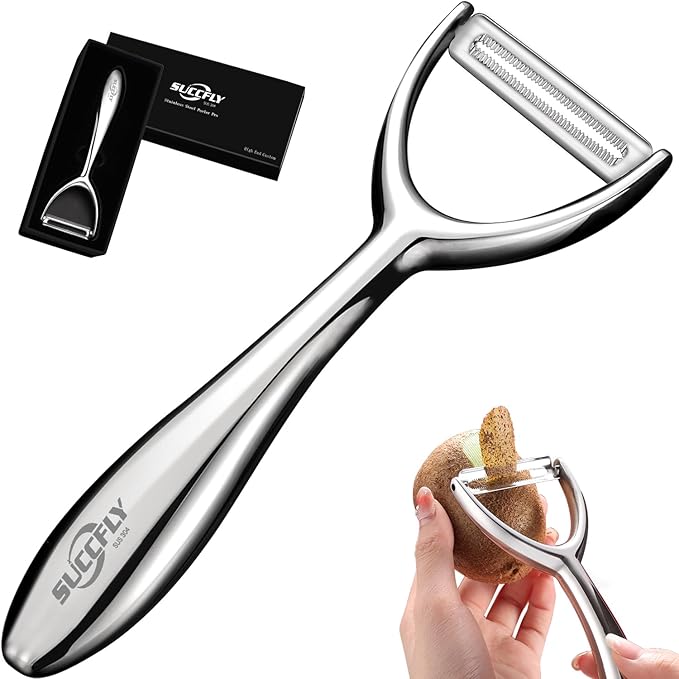 Vegetable Peeler Stainless Steel, Premium Potato Peelers for Kitchen, Veggie Fruit Peeler, Apple Carrot Cucumber Peelerļ¼Ultra Sharp Rotary Blade, Heavy Duty Ergonomic Handle (5-year warrantyļ¼