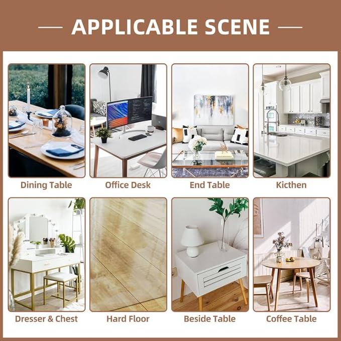 Warmstar Clear Table Cover Protector 44 x 84 Inch,1.5mm Thick Plastic Table Cover Rectangle,PVC Clear Table Protector,Desk Protector Mat for Kitchen, Dresser, Writing Desk,Dining Room Table