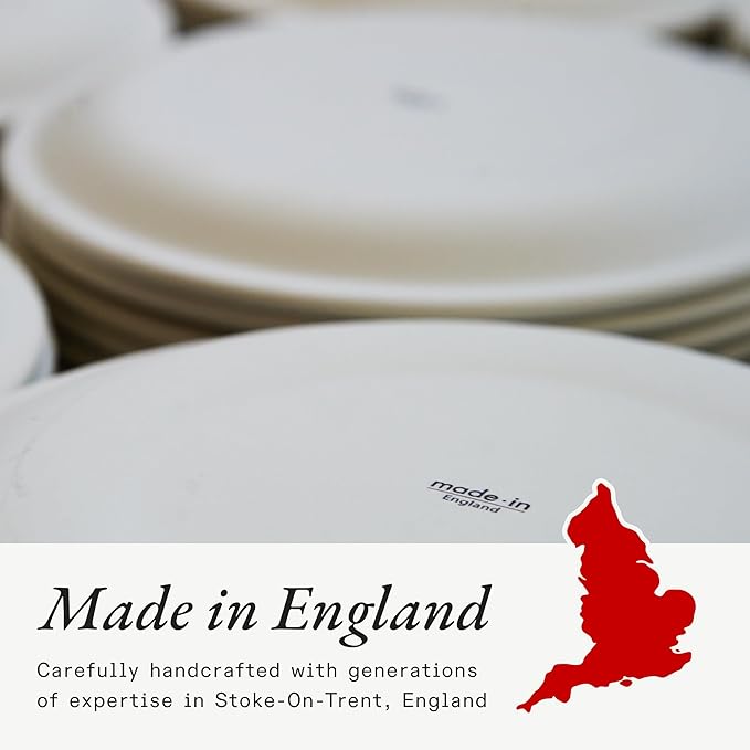 Made In Cookware - Set of 4 - Appetizer Plates - White With Red Rim - Porcelain England