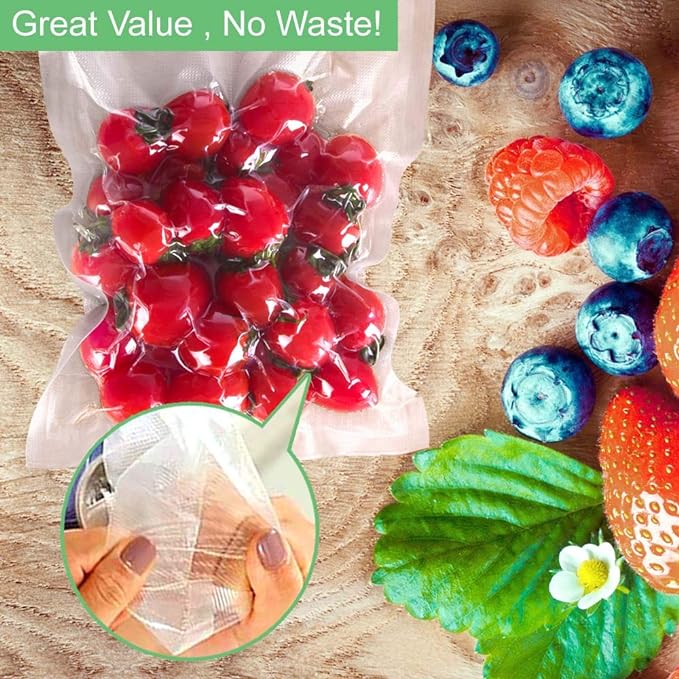 O2frepak 100 Quart Size 8" x 12"Vacuum Sealer Bags with BPA Free and Puncture Prevention,Vacuum Seal Freezer Bags,Great for Sous Vide Vaccume Sealer PreCut Bags