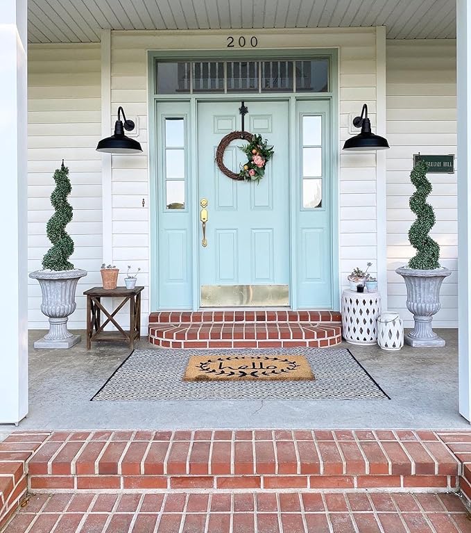 Steel Lighting Co. Gardena Barn Light | Outdoor Wall Mounted | 16" Dome | 16" Gooseneck | Farmhouse Light Made in America | Black Exterior/White Interior
