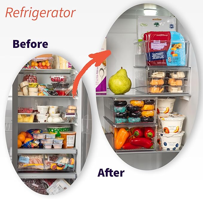 ClearSpace Pantry Organization and Storage Bins with Removable Dividers & Lids β Perfect Pantry Organizers or Kitchen Organization β Refrigerator Organizer Bins, Cabinet Organizers, 2 Pack