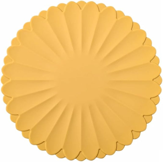 Heat-Resistant Silicone Trivet Mats, Non-Slip Hot Plate Holder for Kitchen Countertops & Dining Table, Reusable Pot Holder Pad with Secure Grip, Dishwasher Safe (Yellow, Diameter: 18cm/7.09")
