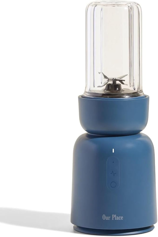 Our Place Splendor Blender - 1000W High-Power | Ultra-Sharp Blades | 2 Blending Modes | Includes 25 oz Personal Cup and Drinking Lid Set | Smoothies, Shakes & More | Blue Salt