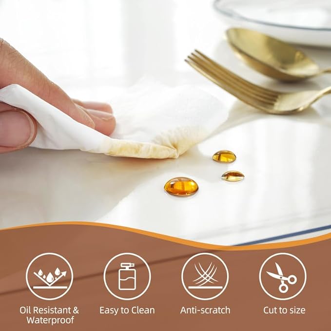 Warmstar Clear Table Cover Protector 18 x 54 Inch,1.5mm Thick Plastic Table Cover Rectangle,PVC Clear Table Protector,Desk Protector Mat for Kitchen, Dresser, Writing Desk，Dining Room Table