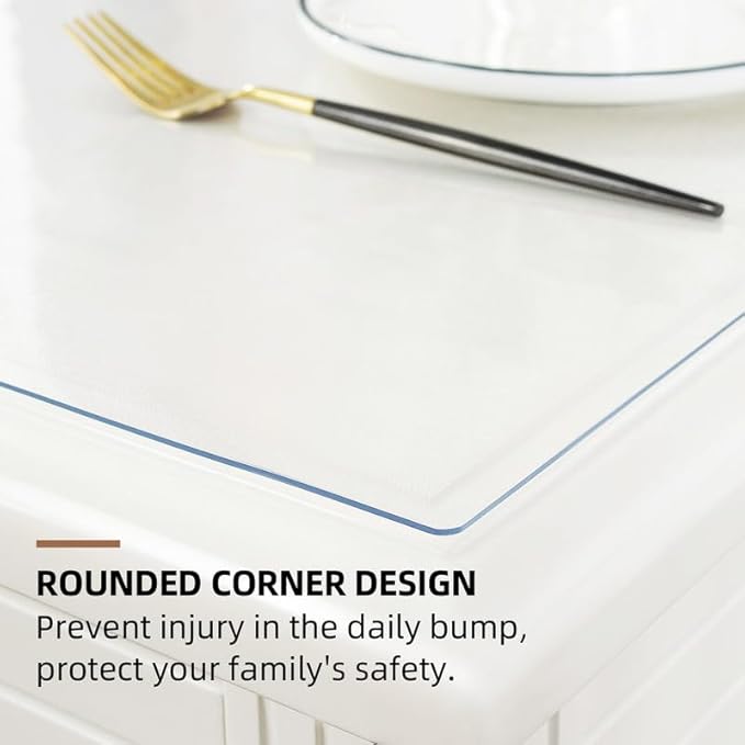 Warmstar Clear Table Cover Protector 48 x 108 Inch,1.5mm Thick Plastic Table Cover Rectangle,PVC Clear Table Protector,Desk Protector Mat for Kitchen, Dresser, Writing Desk，Dining Room Table