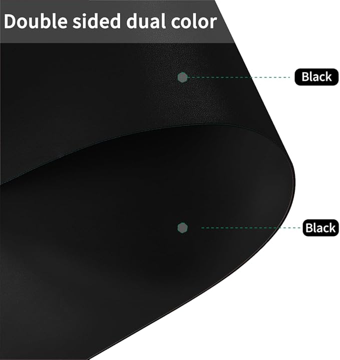 Table Mat - 32x54 Inch Waterproof Easy to Clean Can Conceal Flaws Protector The Table Top from Scratches Used for Dining (Black+Black 32x54)