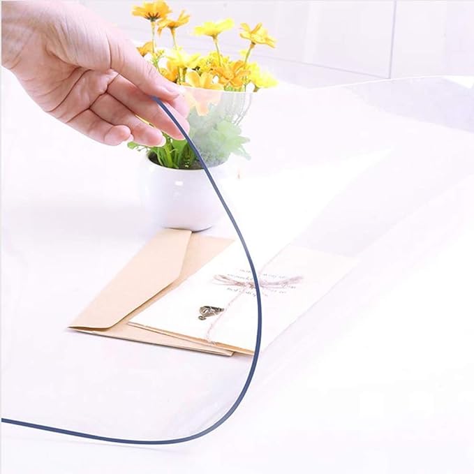 NECAUX Custom 14x20 Inch Clear Desk Cover Protector, 1.5mm Thick Plastic Table Pad Mat, Office Computer Writing Side End Night Stand Dresser Tablecloth Protector