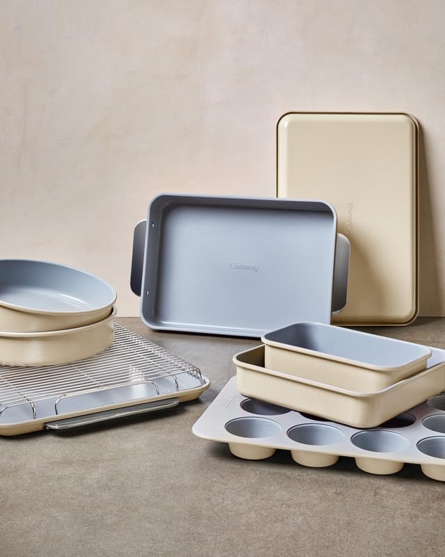 Caraway Non-Stick Ceramic 1 lb Loaf Pan - Naturally Slick Ceramic Coating - Non-Toxic, PTFE & PFOA Free - Perfect for Pound Cakes, Breads, & More - Slate