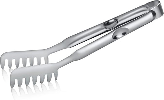 Pleafind 11.4 Inch Pasta Tong, Pasta Tongs with Fluted Handles, Stainless Steel Pasta Tongs, Comfortable and Easy to Grip, Kitchen Pasta Clip,Spaghetti clips for pasta cooking & grilling & baking