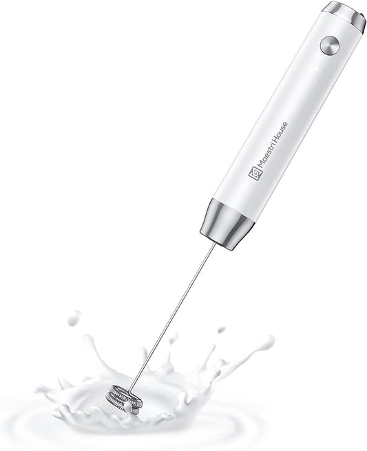 Maestri House Rechargeable Milk Frother, LunaFro NS Handheld Electric Foam Maker Waterproof Detachable Stainless Steel Whisk Drink Mixer Foamer for Lattes, Cappuccino, No Stand