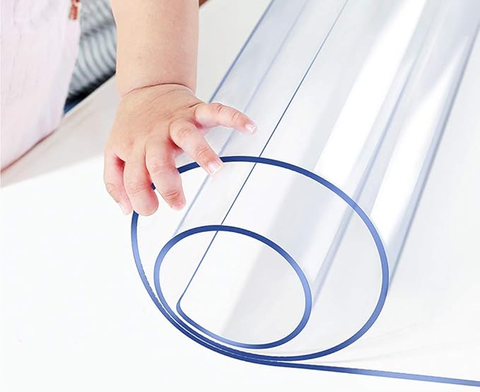 Multi-Size Clear Plastic Tablecloth Rectangle Table Protector Eco Thicken Protective Desk Cover Waterproof Wipeable Tablecloth Roll Easy Clean PVC Vinyl Dining Tabletop Protection Pad 38X60 inch