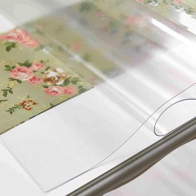 NECAUX Custom 46 x 83 Inch Frosted Table Cover Protector, 1.5mm Thick Wood Grain Transparent Table Pad Non-Slip Tablecloth Plastic Protective Pad for Dining Living Room Table Conference Table