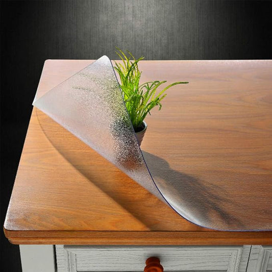 NECAUX Custom 46 x 111 Inch Frosted Table Cover Protector, 1.5mm Thick Wood Grain Transparent Table Pad Non-Slip Tablecloth Plastic Protective Pad for Dining Room Table Conference Table Meeting Table