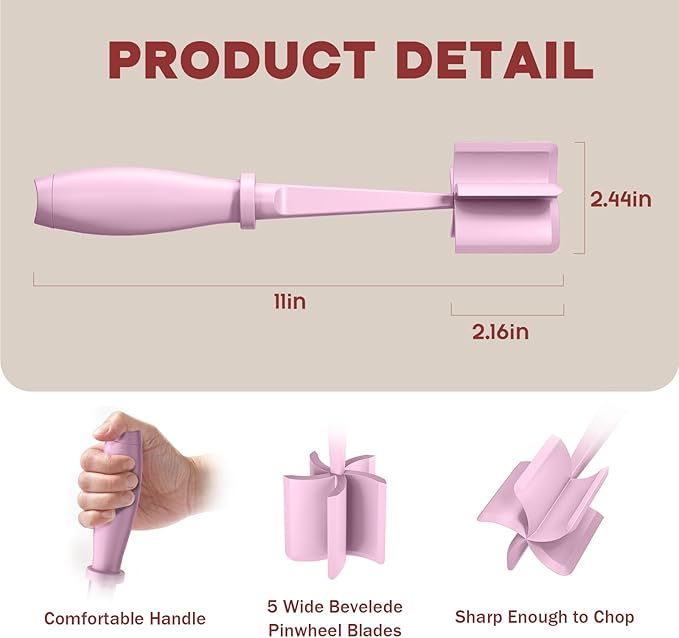 2 Pcs Meat Chopper, Hamburger Grinder, Premium Heat Resistant Smasher for Ground Beef, Burger Grinder Nylon Potato Mix Tool-Pink