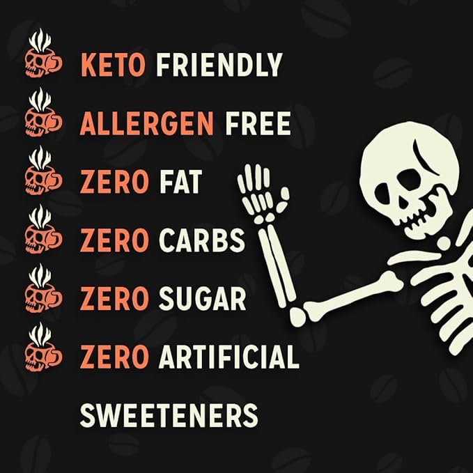 Bones Coffee Company Toffee Almond Crunch, Toffee Almond Flavored Coffee, Medium Roast Low Acid Arabica Beans Compatible with Auto drip and French Press Coffee Maker, 12 Oz Ground