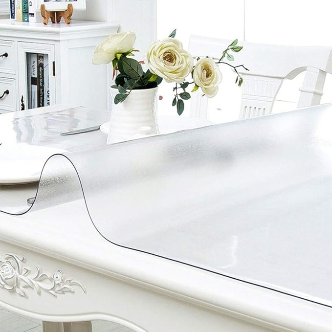 NECAUX Custom 36 x 48 Inch Frosted Table Cover Protector, 1.5mm Thick Plastic Scratch Resistent Heavy Duty Desk Pad Mat Non-Slip Tablecloth Protector for Coffee Table, Sofa Table, Media Stand