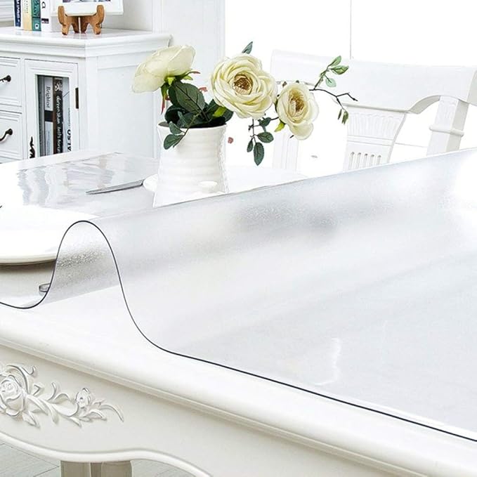 NECAUX Custom 32 x 96 Inch Frosted Table Cover Protector, 1.5mm Thick Wood Grain Transparent Table Pad Non-Slip Tablecloth Plastic Protective Pad for 8 Foot Dining Room Table Meeting Conference Table