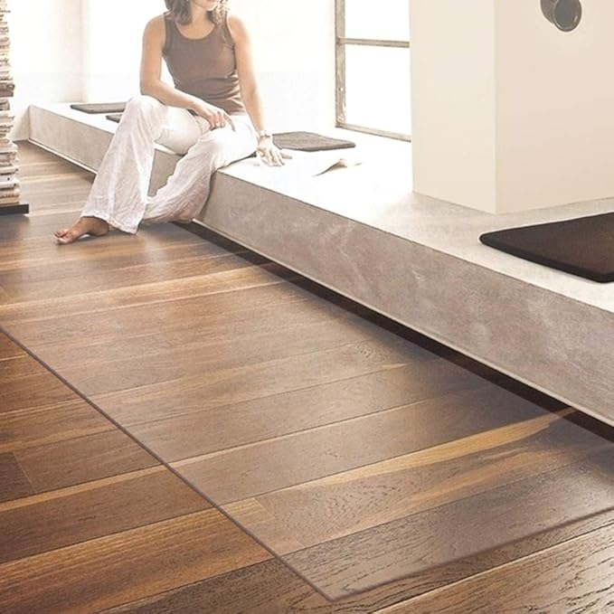 NECAUX Custom 44 x 91 Inch Frosted Wood Grain Table Cover Protector, 1.5mm Thick Transparent Pad, Non-Slip Plastic Protective Pad for Dining, Living Room, Conference Tables