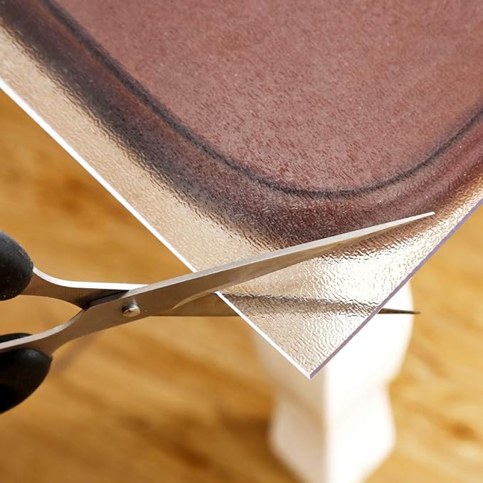 NECAUX Custom Multisize 1.5mm Thick Frosted PVC Table Cover Protector - 36 x 84 Inch Kitchen Wood Grain Vinyl Transparent Table Cover for 7 Foot Plastic Protective Dining Room Table Pad
