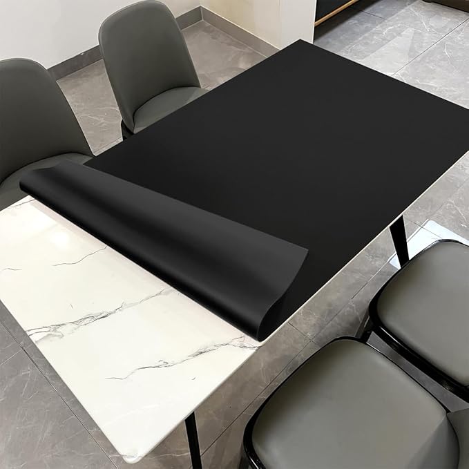 Table Protector - 42x68 Inch Waterproof Easy to Clean Can Conceal Flaws Protector The Table Top from Scratches Used for Dining (Black+Black 42x68)