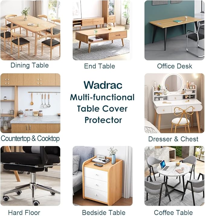 Clear Plastic Table Cover - 17x20" Transparent Rectangular Tablecloth Vinyl Table Pad Protector Mat for Kitchen Countertop Dining End Table Night Stand Dressing Cabinet