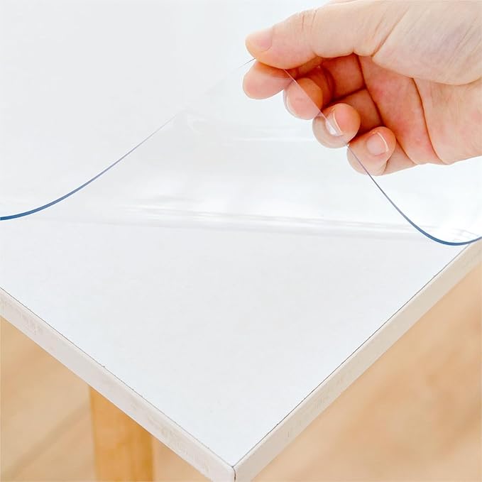 38" x 70" Clear Table Cover Protector, Waterproof & Durable, Rectangular Plastic Tablecloth for Dining Room, Kitchen, Office