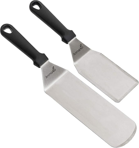 Spatula Turner Stainless Steel - Metal Spatula Set - Hibachi Spatula Great as BBQ Grill Accessories for Grill and Flat Top Griddle