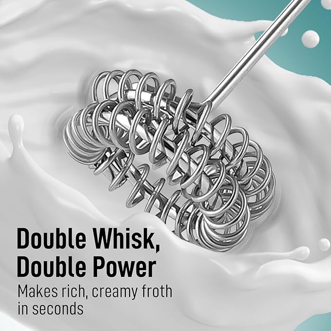 Zulay Kitchen FrothMate Powerful Milk Frother Portable & Compact Handheld Foam Maker Lattes, Cappuccinos (Blizzard White, Froth N Go)
