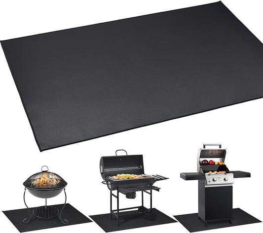 Under BBQ Grill Mat for Outdoor Charcoal, Flat Top, Smokers, Gas Grills 65×39 Inch. Fireproof Mat Protector Deck Patio Grass.Indoor Fireplace Mat Prevents Ember Damage Wood Floor,Fire Pit Mat