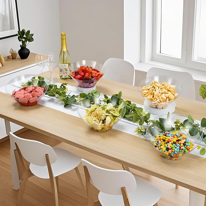 BESTVIP 54oz Clear Plastic Serving Bowls for Party - 12 Pack Angled Disposable Serving Bowls, Party for Chips, Snacks, Fruit, Salad - Bowls for Parties, Daily Use, Catering, Christmas