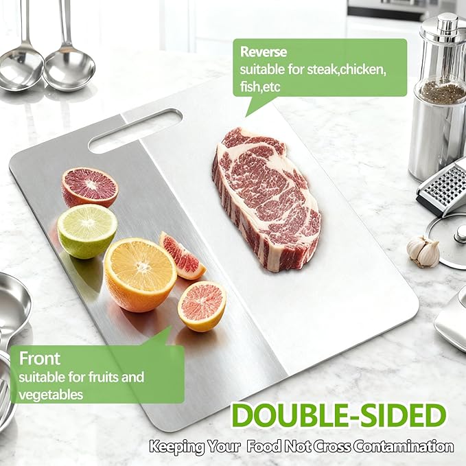 Tavano Titanium Cutting Board,100% Pure Titanium Cutting Boards for Kitchen,2026 New Non Toxic,Double-Sided Food Grade Chopping Board for Meat,Vegetable,Fruit,Outdoor Camping(S-1PC:11.42 * 7.87'')