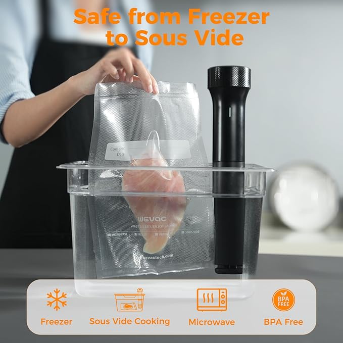 Wevac Vacuum Sealer Bags 11x50 Rolls 2 pack for Food Saver, Seal a Meal, Weston. Commercial Grade, BPA Free, Heavy Duty, Great for vac storage, Meal Prep or Sous Vide