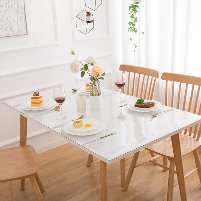 48 x 120 Inch Clear Table Cover Protector, Clear Table Protector for Dining Room Table, 1.5mm Plastic Table Cover, Waterproof Table Pad for Kitchen, Office