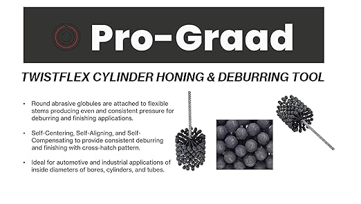 TwistFlex Cylinder Hone | 3/4" 240SC Flexible Cylinder Honing & Deburring Tool | 0.75" Bore Brush for Hole Diameters 0.65"- 0.77" | Silicon Carbide 240 Grit | 1/4" Shank | 8" Overall Length