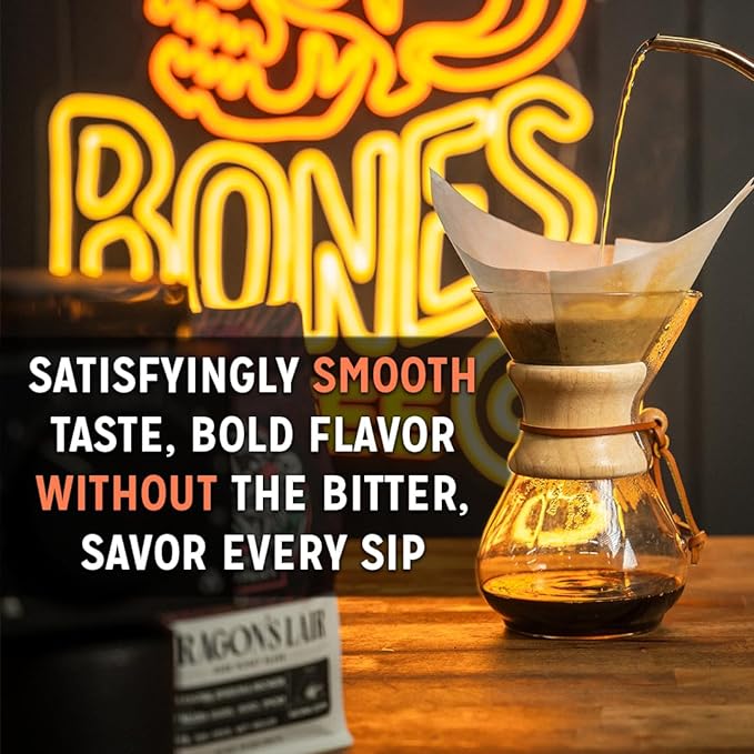Bones Coffee Company Guatemala Single-Origin, Milk Chocolate, Citrus and Caramel Notes, Whole Coffee Beans, Low Acid Medium Roast Arabica Beans Flavored Coffee, 12 oz Whole Bean