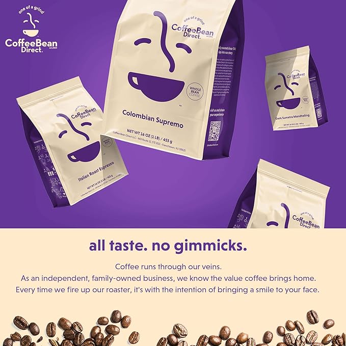 Coffee Bean Direct Organic Fair Trade Sumatra Mandheling, Whole Bean Coffee, Light Roast, 2.5 Pound Bag (Pack of 1)