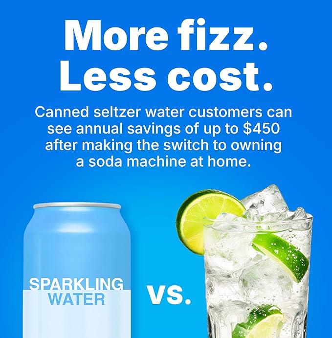 Soda Sense 60L CO2 Exchange Canister - 4 Pack, Threaded Style - Compatible with All 'Screw-In' Soda/Sparkling Water Makers, Including SodaStream BLUE Cylinder Models, Ninja Thirsti, Philips & More