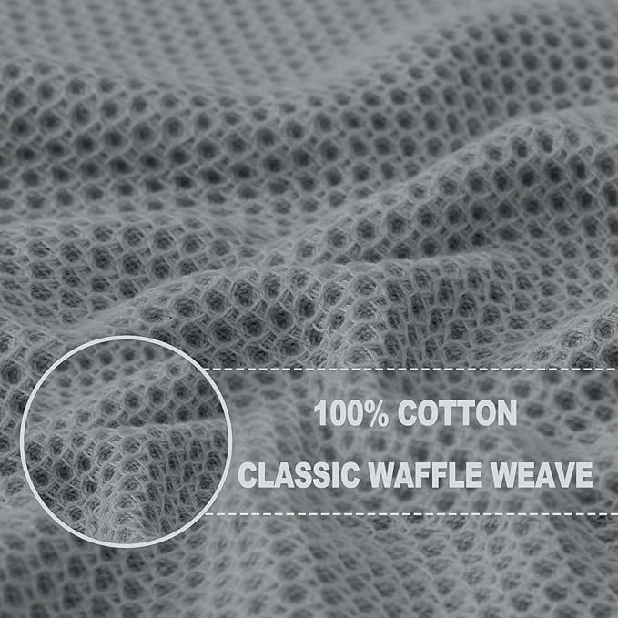 Homaxy 100% Cotton Waffle Weave Kitchen Dish Towels, Ultra Soft Absorbent Quick Drying Cleaning Towel, 13 x 28 Inches, 8-Pack, Grey