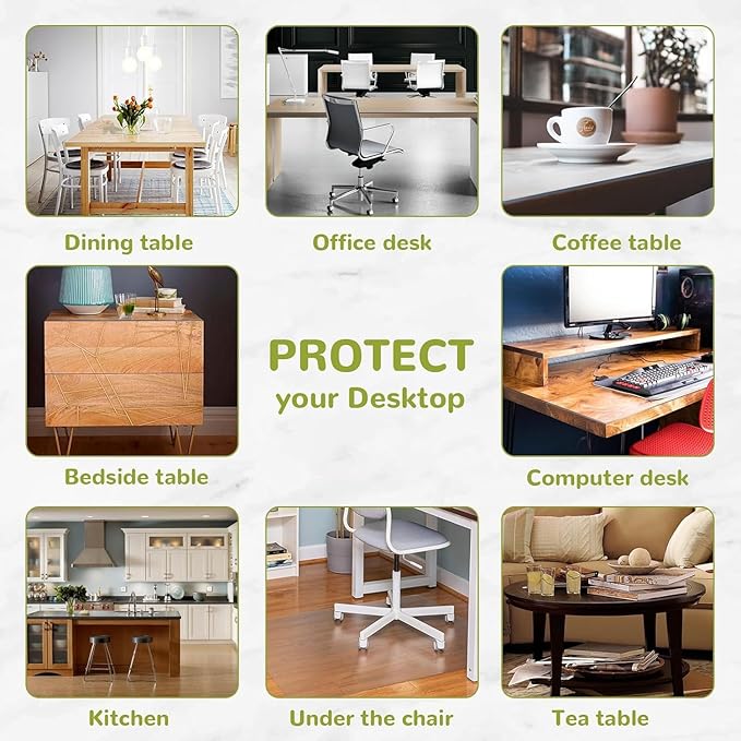 46 x 46 Inch Clear Table Cover Protector, Clear Table Protector for Dining Room Table, 1.5mm Plastic Table Cover, Waterproof Table Pad for Kitchen, Office