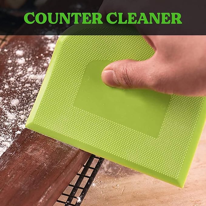 SURDOCA Dough Scraper Bench Scraper - 3P 5.9x4.3" Plastic Flexible Bowl Scraper, Sharp Edge & Angles Cake Scraper. Non-Slip Bakeware Decorating Tools Sculpting & Modeling Tools - Blue+Green+Blue