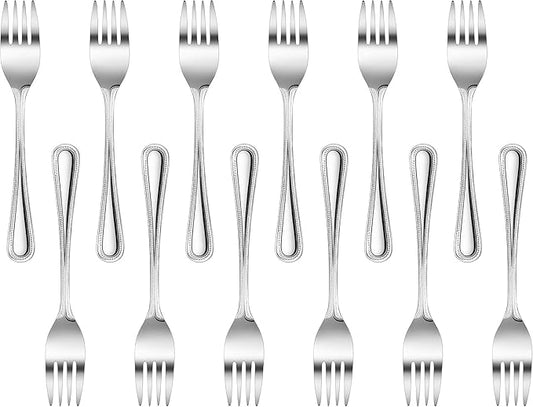 New Star Foodservice 1029734 Bead Pattern, 18/0 Stainless Steel, Salad Fork, 6.6-Inch Set of 12
