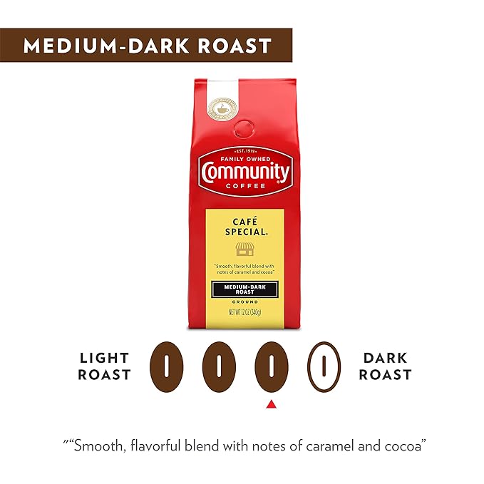 Community Coffee Café Special Blend, Ground Coffee, Medium Dark Roast, 12 Ounce Bag (Pack of 1)