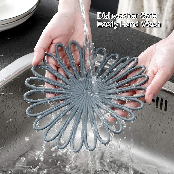 Set of 3 Silicone Trivet Mat - Hot Pot Holder Hot Pads for Table & Countertop - Trivet for Hot Dishes - Non-Slip & Heat Resistant Modern Kitchen Hot Pads for Pots & Pans,Merlot Red