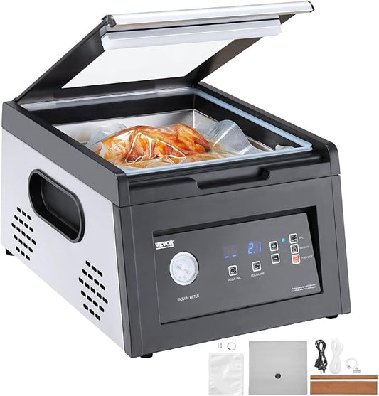 VEVOR Chamber Vacuum Sealer, 380W Vacuum Pump Power, Sealing Bag Packing Machine for Wet Foods, Meat, Compact Design with 11.5 in Sealing Length, Ideal Commercial Sealer for Professional and Home Use