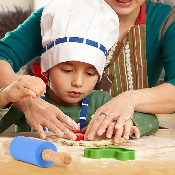 Mini Silicone Rolling Pin for Kids, Non-stick Surface Wood Handle, 9 Inch 30 Pack