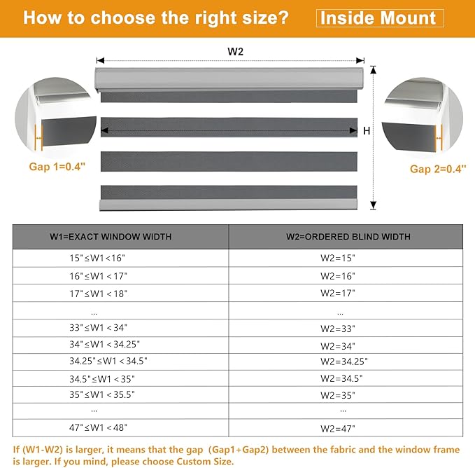 Persilux Custom Size Cordless Zebra Blinds for Windows Free-Stop Roller Windows Shades Dual Layer Light Control for Day and Night, Light Filtering Sheer Shades for Home and Bedroom Grey