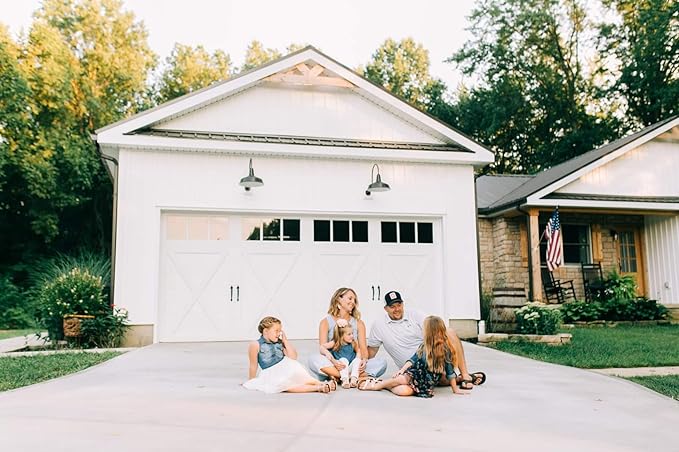 Steel Lighting Co. Gardena Barn Light | Outdoor Wall Mounted | 16" Dome | Upslope Gooseneck | Farmhouse Light Made in America | White Exterior/White Interior