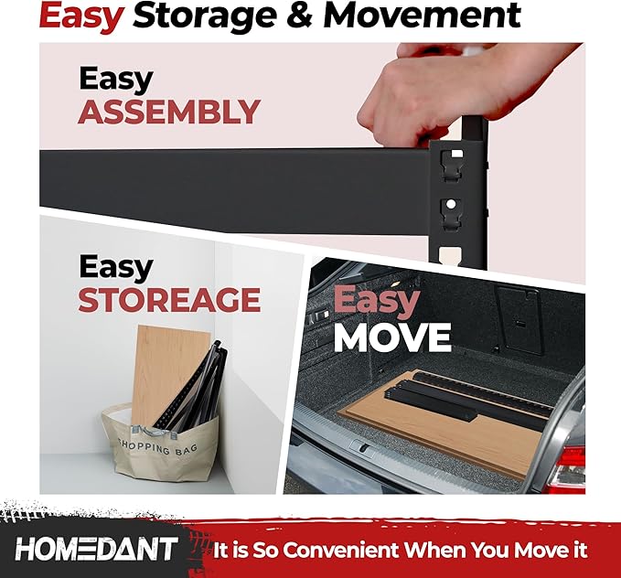 HOMEDANT 5 Tier Laminated Boltless Heavy Duty Garage Storage Adjustable Wide Size Metal Shelving Unit Utility Rack Shelves Organization Multipurpose Shelf Shed Warehouse 47.7"W x 24.1"D x 71.3"H 4Pack